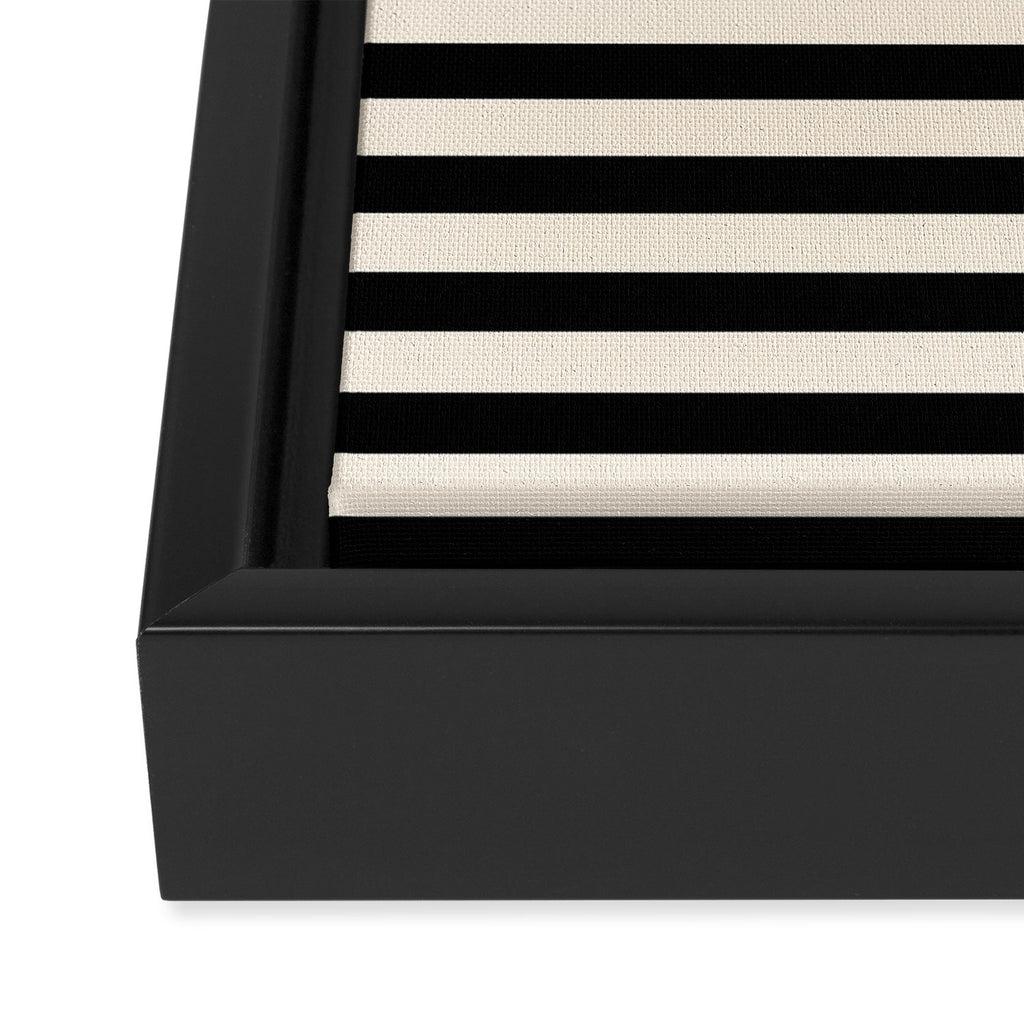 Thin Cuff Stripes Minimalist Pattern in Black and Almond Cream Framed Canvas Print Gallery Image 3