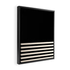 Thin Cuff Stripes Minimalist Pattern in Black and Almond Cream Framed Canvas Print Gallery Image 2