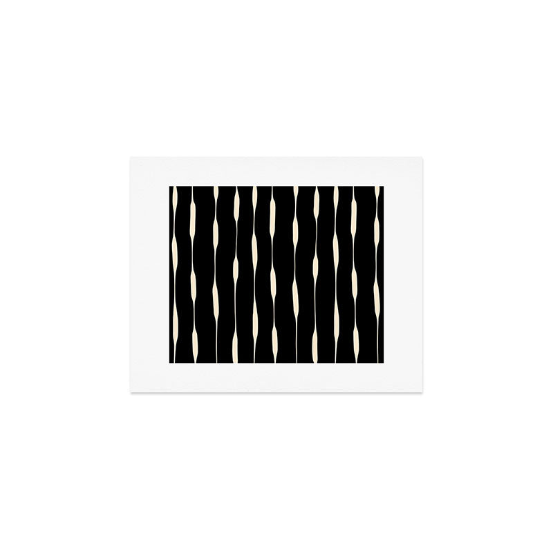 Threaded Stripes Painted Pattern in Black and Cream Art Print Gallery Image 1