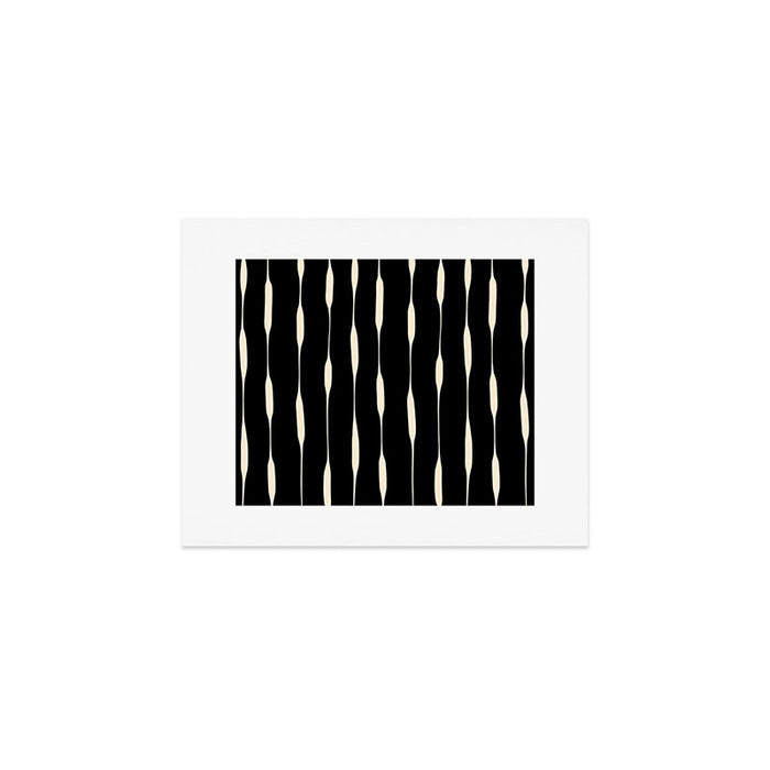 Threaded Stripes Painted Pattern in Black and Cream Art Print Gallery Image 1