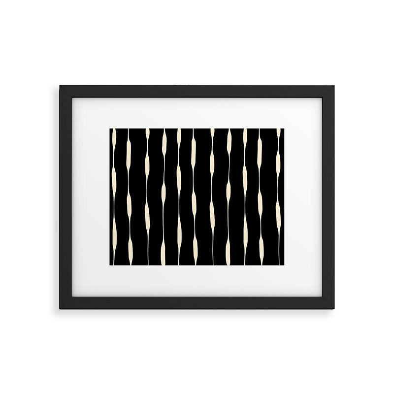 Threaded Stripes Painted Pattern in Black and Cream Framed Art Print Gallery Image 4