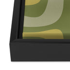 Tiki Abstract Minimalist Mid-Century Modern Pattern in Retro Olive Green and Orange Tones Framed Canvas Print Gallery Image 3