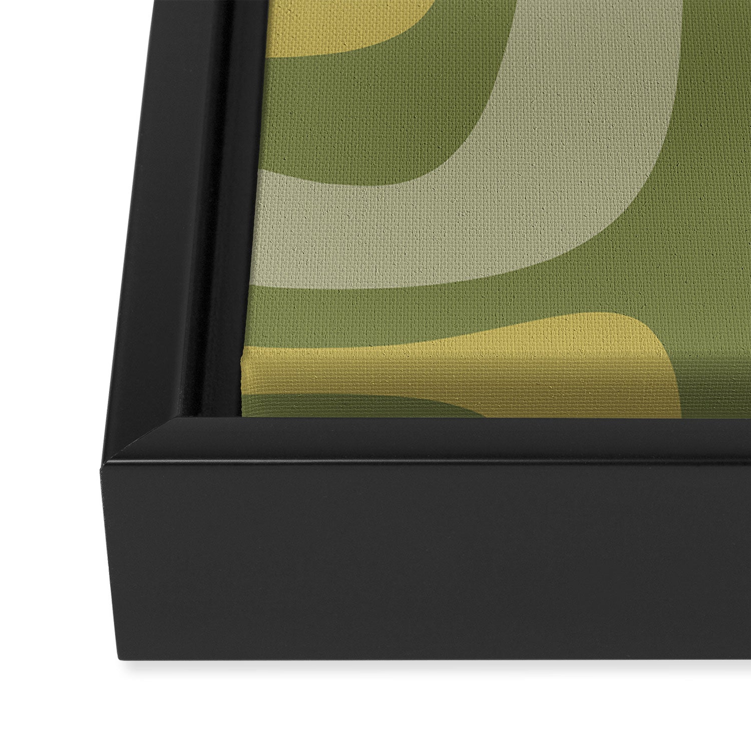 Tiki Abstract Minimalist Mid-Century Modern Pattern in Retro Olive Green and Orange Tones Framed Canvas Print Gallery Image 3