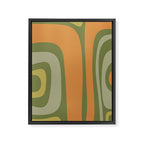 Tiki Abstract Minimalist Mid-Century Modern Pattern in Retro Olive Green and Orange Tones Framed Canvas Print Gallery Image 6