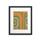 Tiki Abstract Minimalist Mid-Century Modern Pattern in Retro Olive Green and Orange Tones Framed Art Print Gallery Image 5