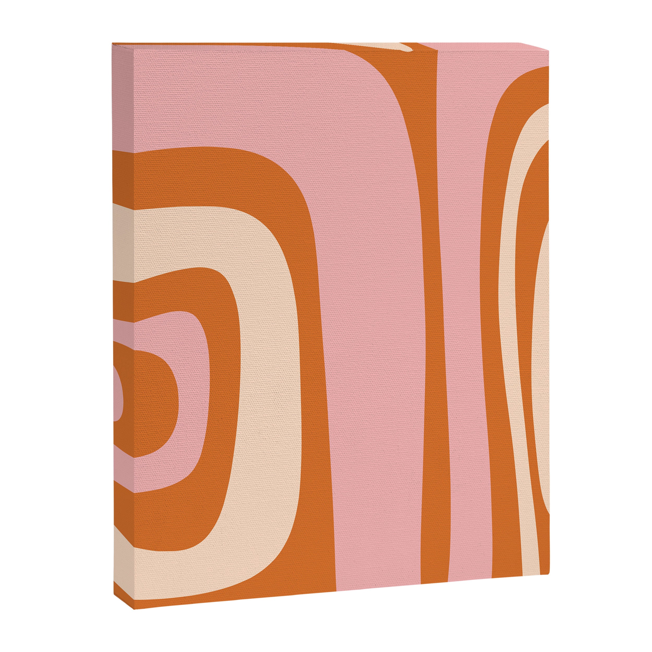 Tiki Abstract Minimalist Mid-Century Modern Pattern Pink Orange Cream Canvas Print Gallery Image 6
