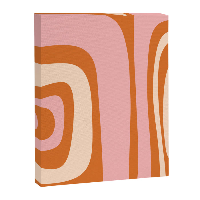 Tiki Abstract Minimalist Mid-Century Modern Pattern Pink Orange Cream Canvas Print Gallery Image 1