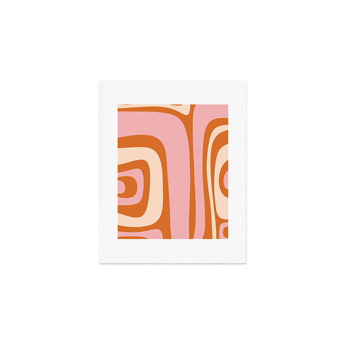 Tiki Abstract Minimalist Mid-Century Modern Pattern Pink Orange Cream Art Print Gallery Image 1