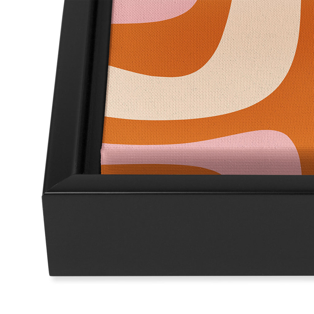 Tiki Abstract Minimalist Mid-Century Modern Pattern Pink Orange Cream Framed Canvas Print Gallery Image 3