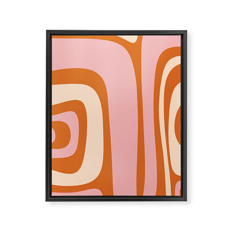 Tiki Abstract Minimalist Mid-Century Modern Pattern Pink Orange Cream Framed Canvas Print Gallery Image 6