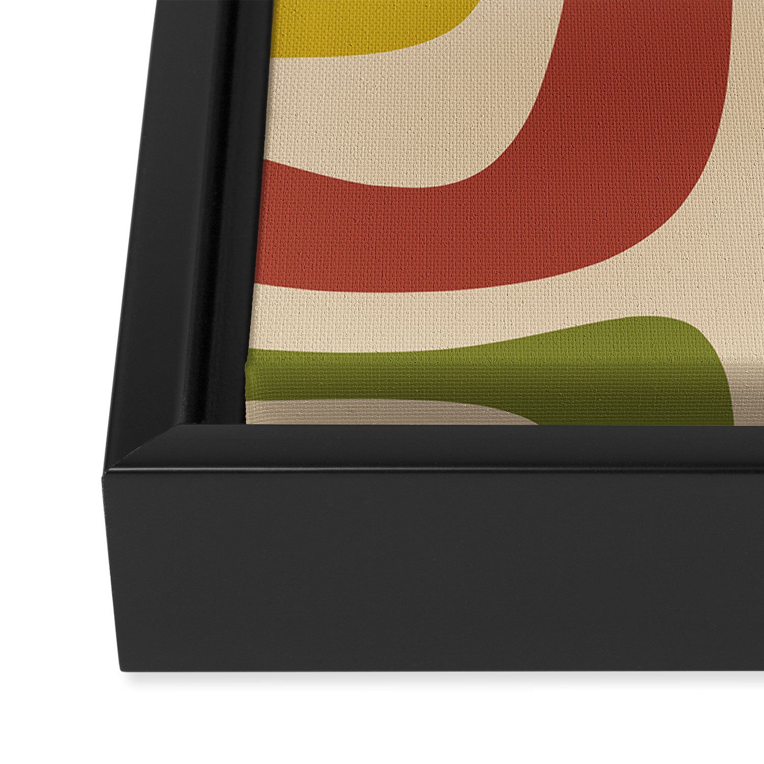 Tiki Minimalist Mid-Century Modern Abstract Pattern in Mid Mod Teal Orange Olive Mustard Beige Framed Canvas Print Gallery Image 3