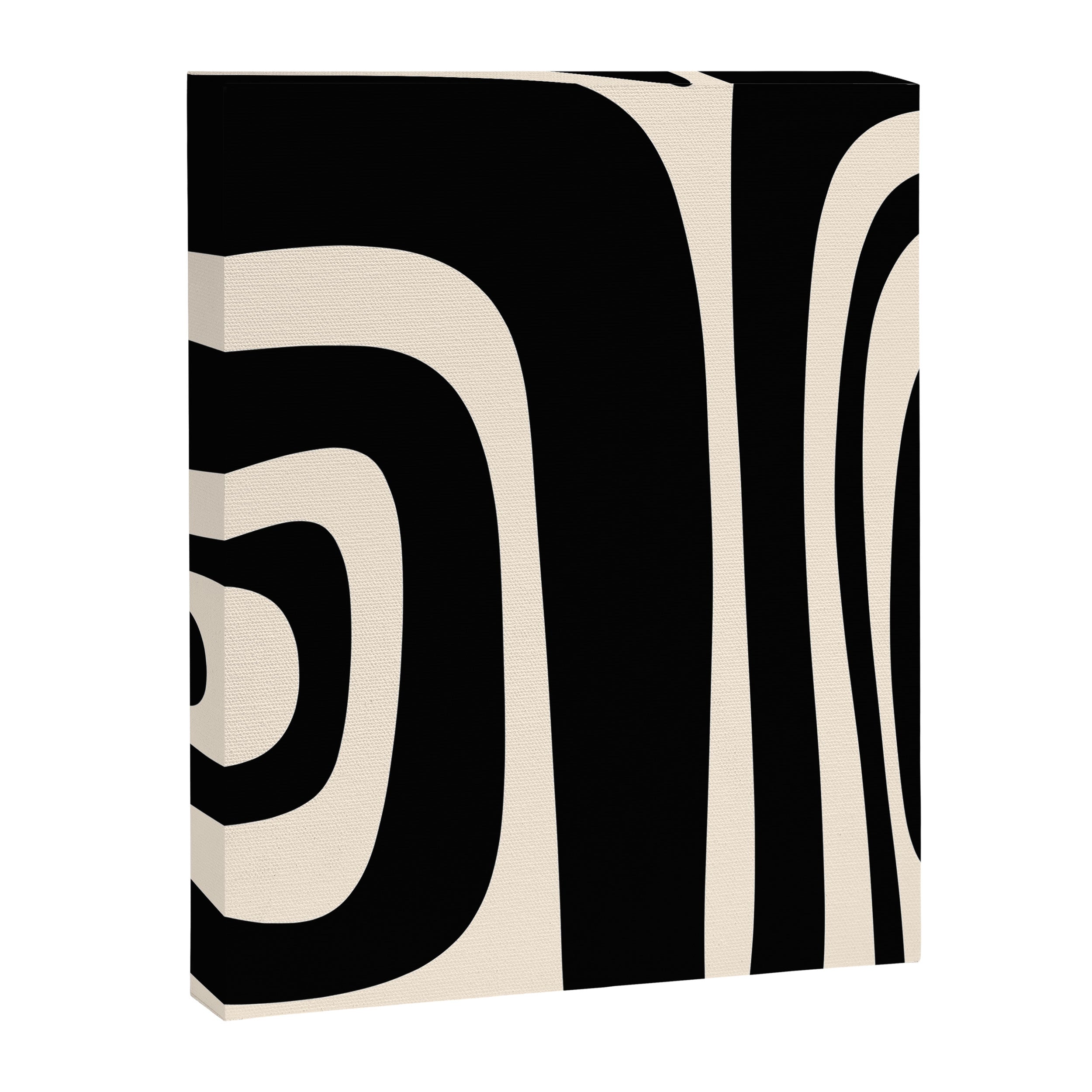 Tiki Minimalist Mid-Century Modern Abstract Pattern Black and Almond Cream Canvas Print Gallery Image 6