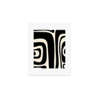 Tiki Minimalist Mid-Century Modern Abstract Pattern Black and Almond Cream Art Print Gallery Image 1