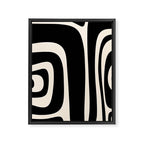 Tiki Minimalist Mid-Century Modern Abstract Pattern Black and Almond Cream Framed Canvas Print Gallery Image 6
