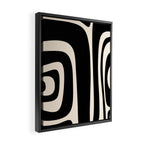Tiki Minimalist Mid-Century Modern Abstract Pattern Black and Almond Cream Framed Canvas Print Gallery Image 2
