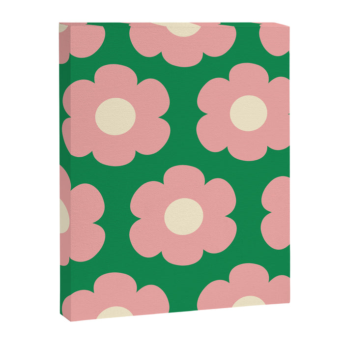 Tivoli Flowers Retro Floral Pattern Green Pink Cream Canvas Print Gallery Image 1