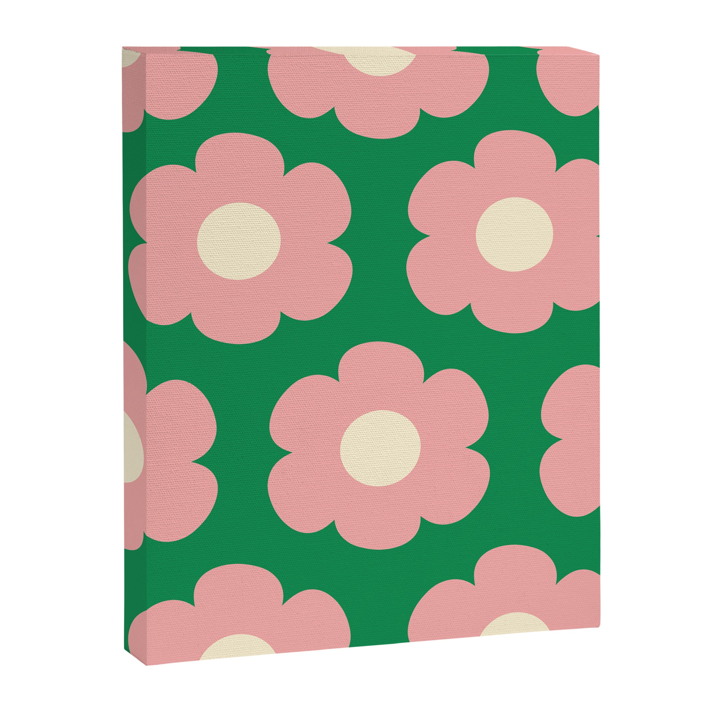 Tivoli Flowers Retro Floral Pattern Green Pink Cream Canvas Print Gallery Image 8