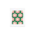 Tivoli Flowers Retro Floral Pattern Green Pink Cream Art Print Gallery Image 1