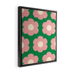 Tivoli Flowers Retro Floral Pattern Green Pink Cream Framed Canvas Print Gallery Image 2