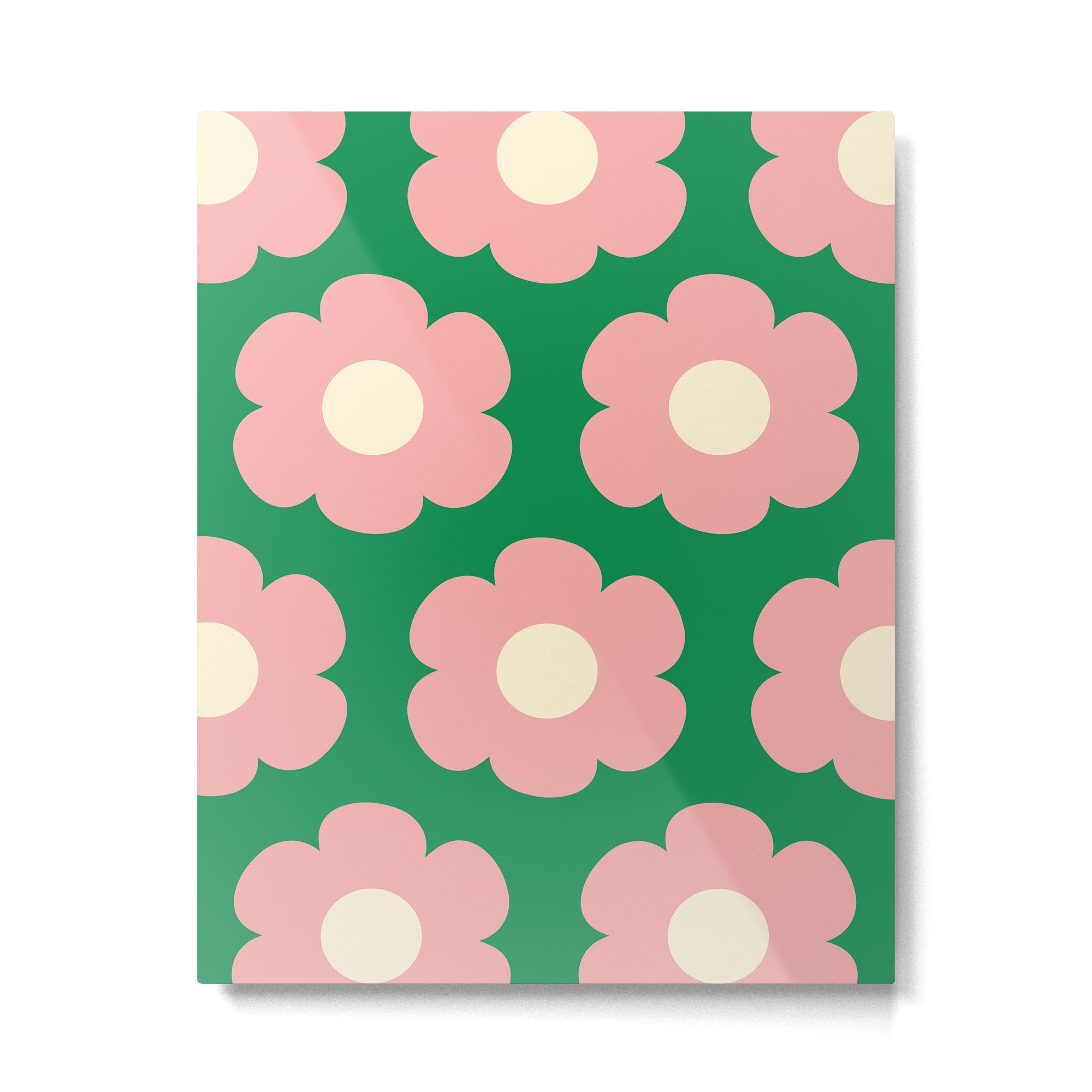 Tivoli Flowers Retro Floral Pattern Green Pink Cream Metal Print Gallery Image 6