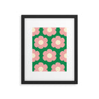Tivoli Flowers Retro Floral Pattern Green Pink Cream Framed Art Print Gallery Image 6