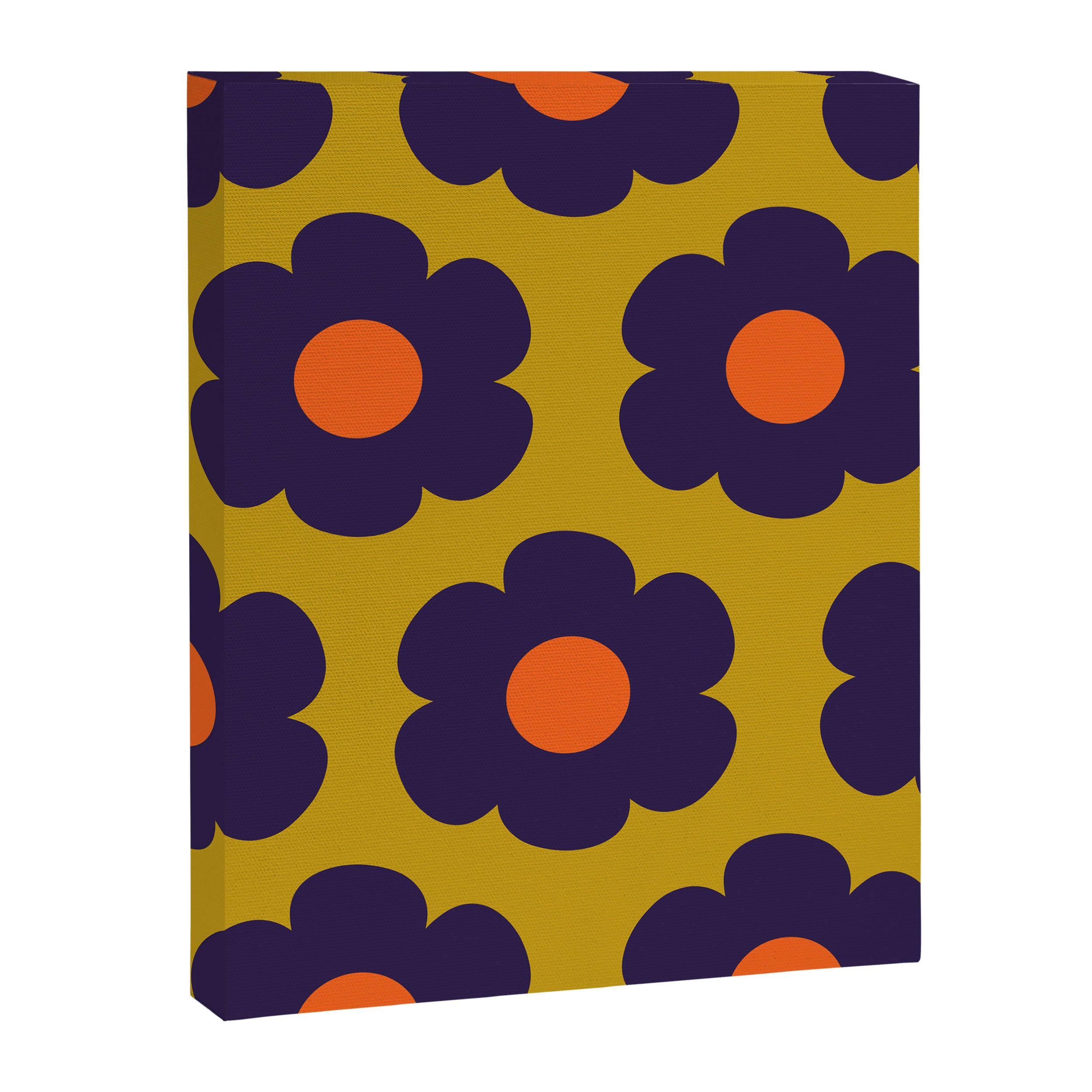 Tivoli Flowers Retro Floral Pattern Avocado Lime Blue Orange Canvas Print Gallery Image 8