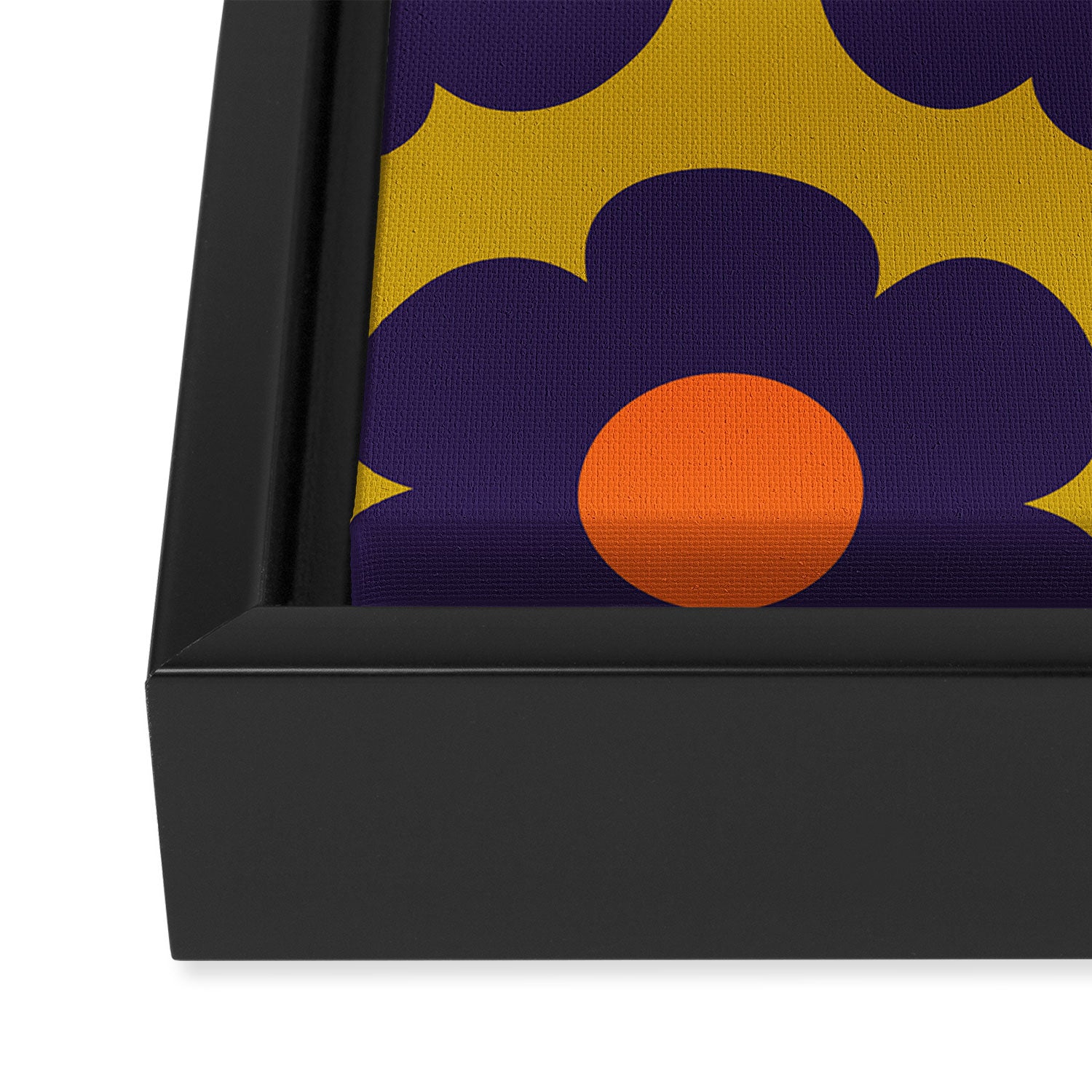 Tivoli Flowers Retro Floral Pattern Avocado Lime Blue Orange Framed Canvas Print Gallery Image 3