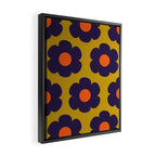 Tivoli Flowers Retro Floral Pattern Avocado Lime Blue Orange Framed Canvas Print Gallery Image 2