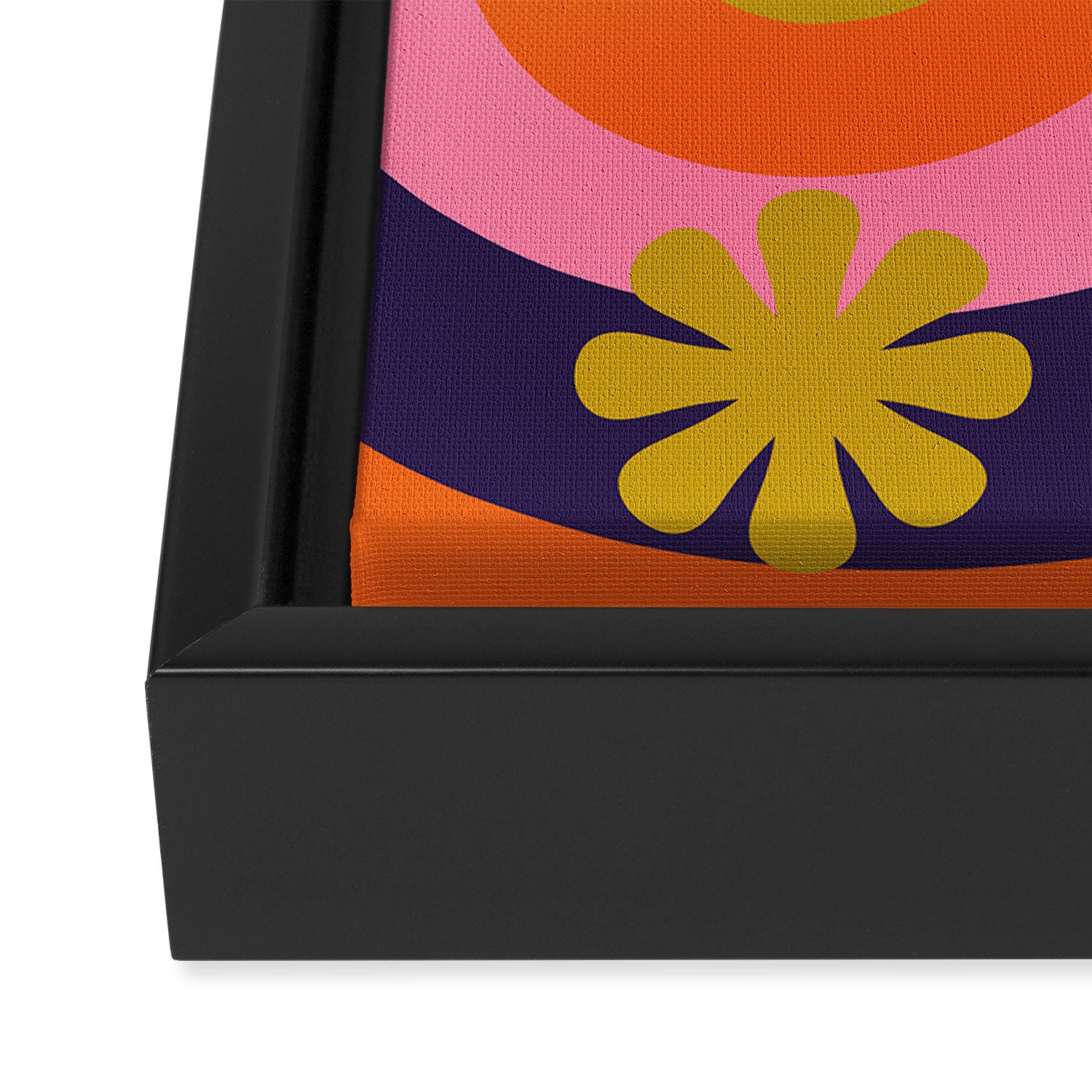 Too Groovy Retro Abstract Flower Power Pattern in Pink Lime Orange Magenta Blue Framed Canvas Print Gallery Image 3