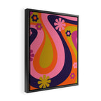 Too Groovy Retro Abstract Flower Power Pattern in Pink Lime Orange Magenta Blue Framed Canvas Print Gallery Image 2