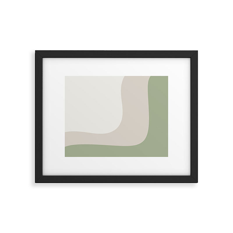Triple Wave Modern Minimalist Abstract Pattern in Sage Green, Beige, and Cream Framed Art Print Gallery Image 5