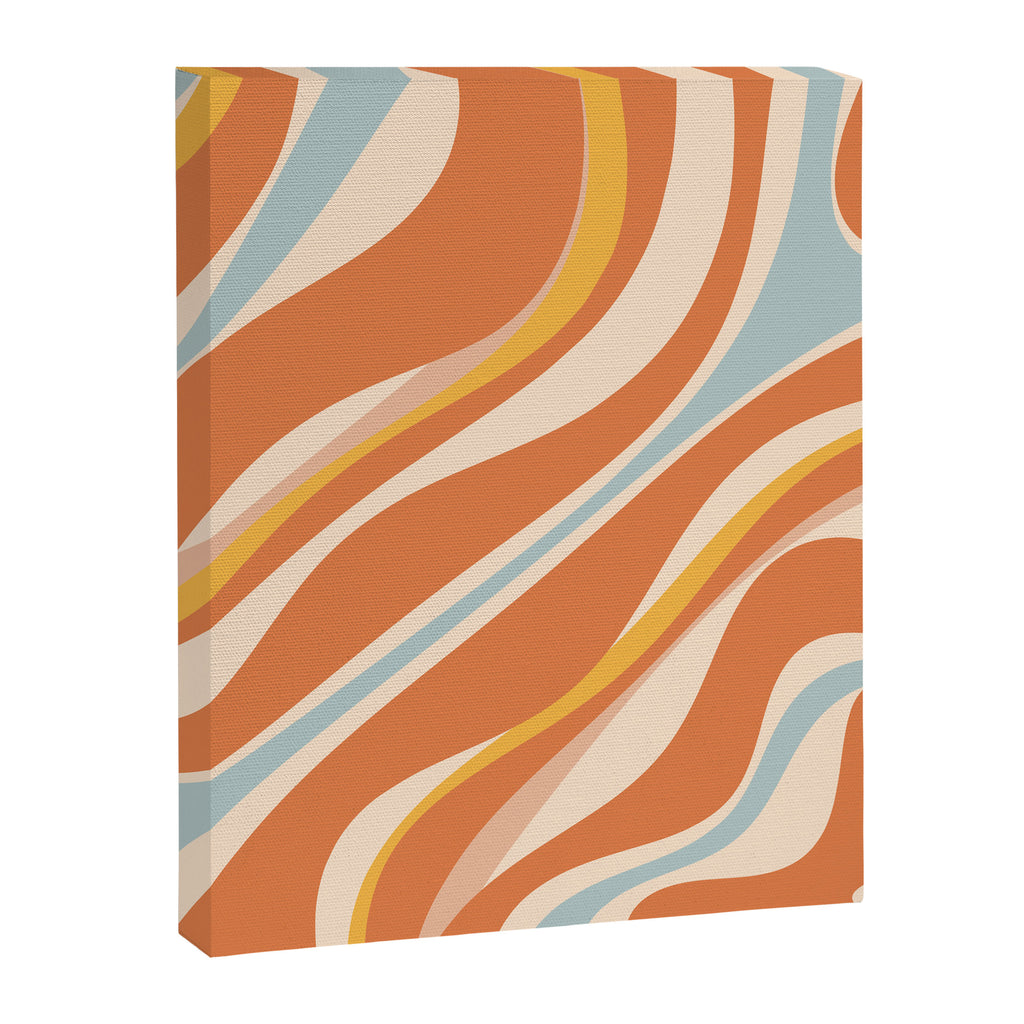Trippy Dream Abstract Pattern Ice Blue Mustard Apricot Cream  Canvas Print Gallery Image 8