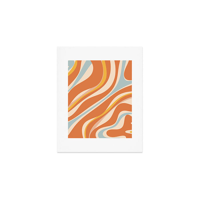 Trippy Dream Abstract Pattern Ice Blue Mustard Apricot Cream  Art Print Gallery Image 1