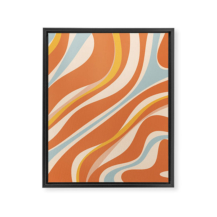 Trippy Dream Abstract Pattern Ice Blue Mustard Apricot Cream  Framed Canvas Print Gallery Image 1