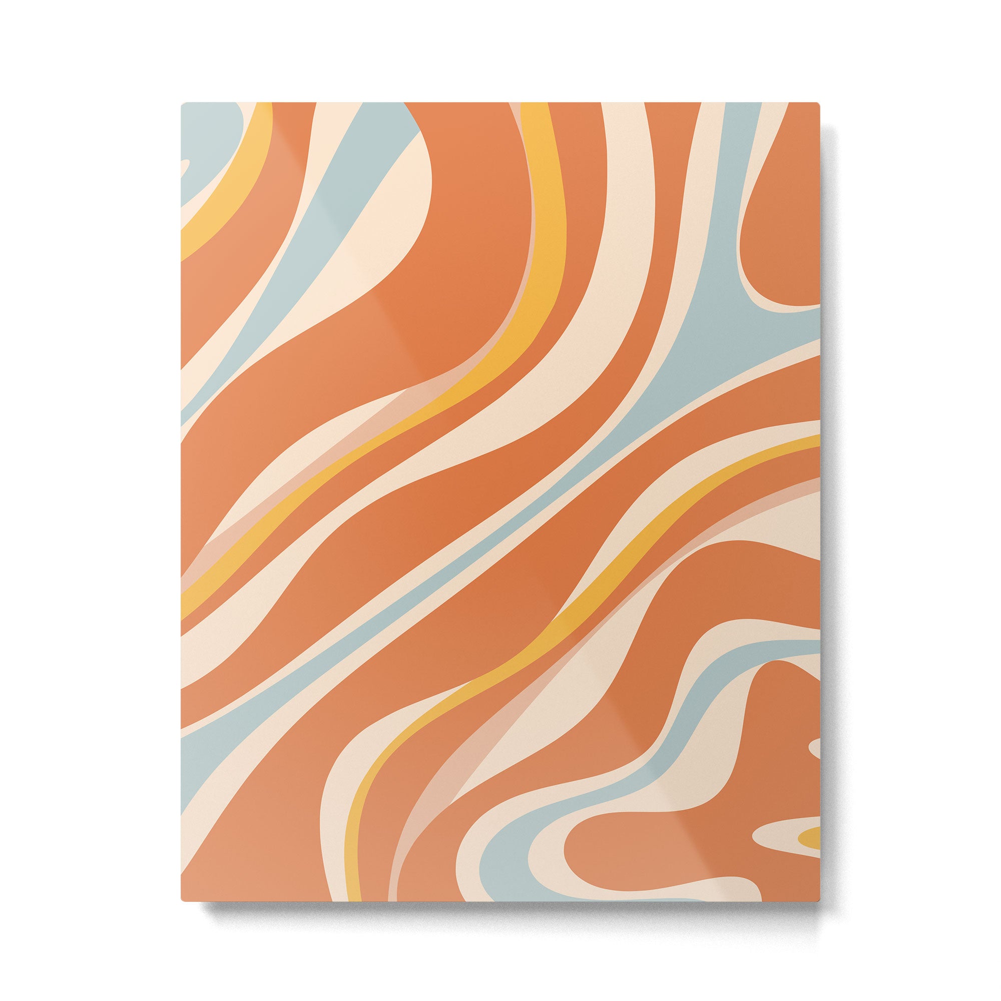 Trippy Dream Abstract Pattern Ice Blue Mustard Apricot Cream  Metal Print Gallery Image 6