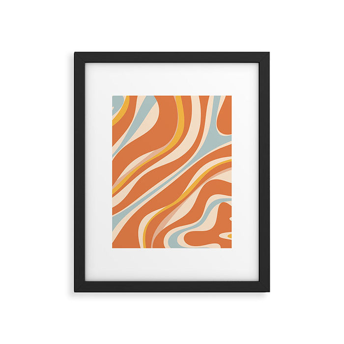 Trippy Dream Abstract Pattern Ice Blue Mustard Apricot Cream  Framed Art Print Gallery Image 1