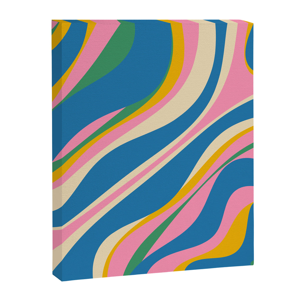 Trippy Dream Retro Pop Bright and Colourful Abstract Pattern Blue Pink Mustard Green Canvas Print Gallery Image 8