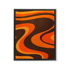 Trippy Dream Wave Machine Abstract Retro Swirl Pattern in 70s Brown and Orange Framed Canvas Print Gallery Image 8