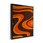 Trippy Dream Wave Machine Abstract Retro Swirl Pattern in 70s Brown and Orange Framed Canvas Print Gallery Image 2