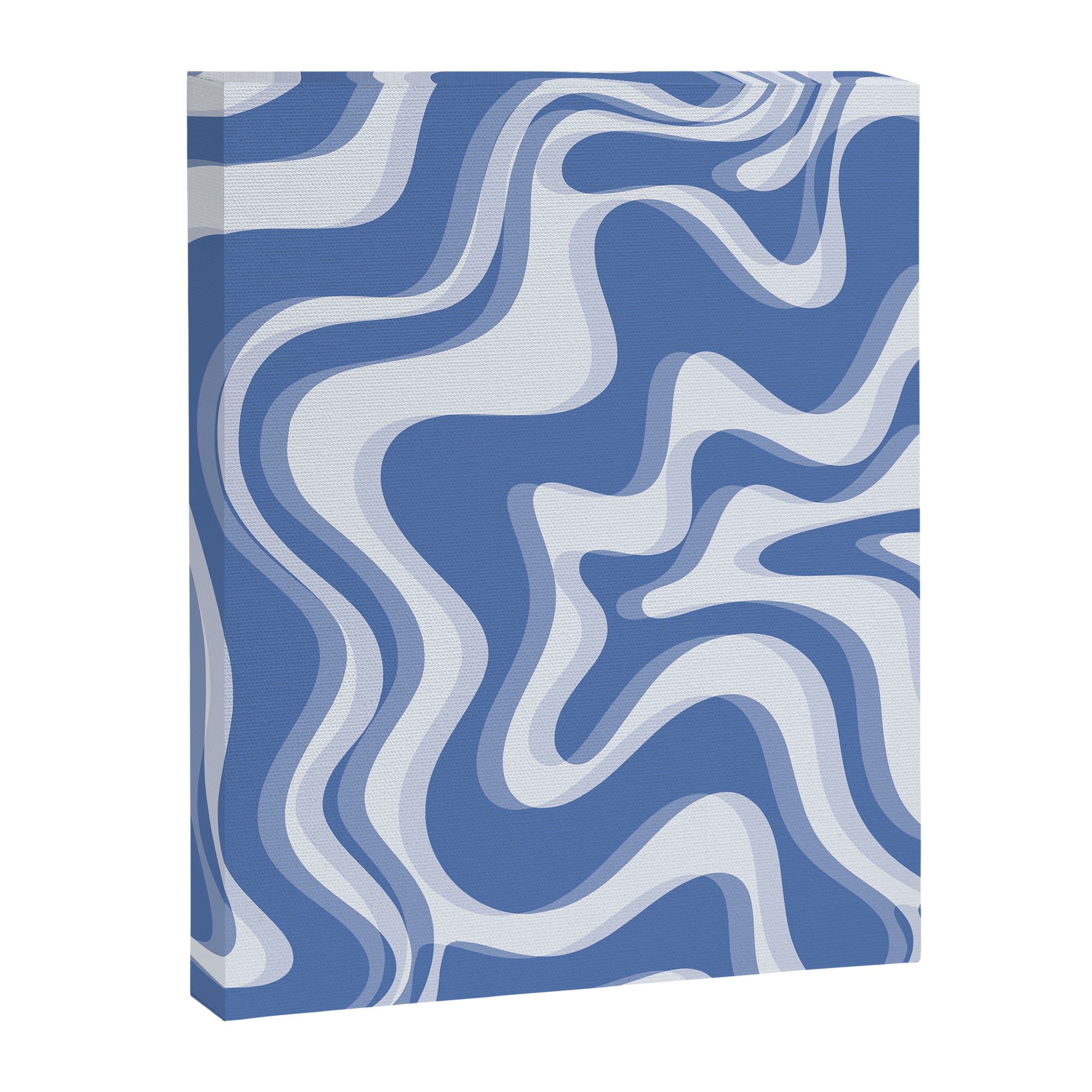 Trippy Glitch Blue Retro Liquid Swirl Abstract Pattern Canvas Print Gallery Image 6