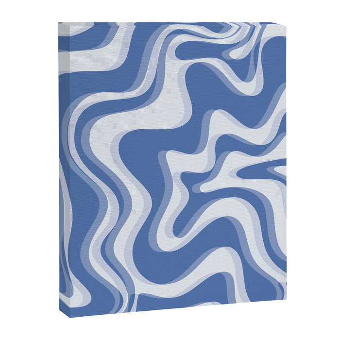 Trippy Glitch Blue Retro Liquid Swirl Abstract Pattern Canvas Print Gallery Image 1