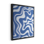 Trippy Glitch Blue Retro Liquid Swirl Abstract Pattern Framed Canvas Print Gallery Image 2