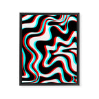 Trippy Glitch Retro Liquid Swirl Abstract Pattern Black White Red Cyan Framed Canvas Print Gallery Image 8