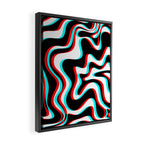 Trippy Glitch Retro Liquid Swirl Abstract Pattern Black White Red Cyan Framed Canvas Print Gallery Image 2