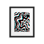 Trippy Glitch Retro Liquid Swirl Abstract Pattern Black White Red Cyan Framed Art Print Gallery Image 6