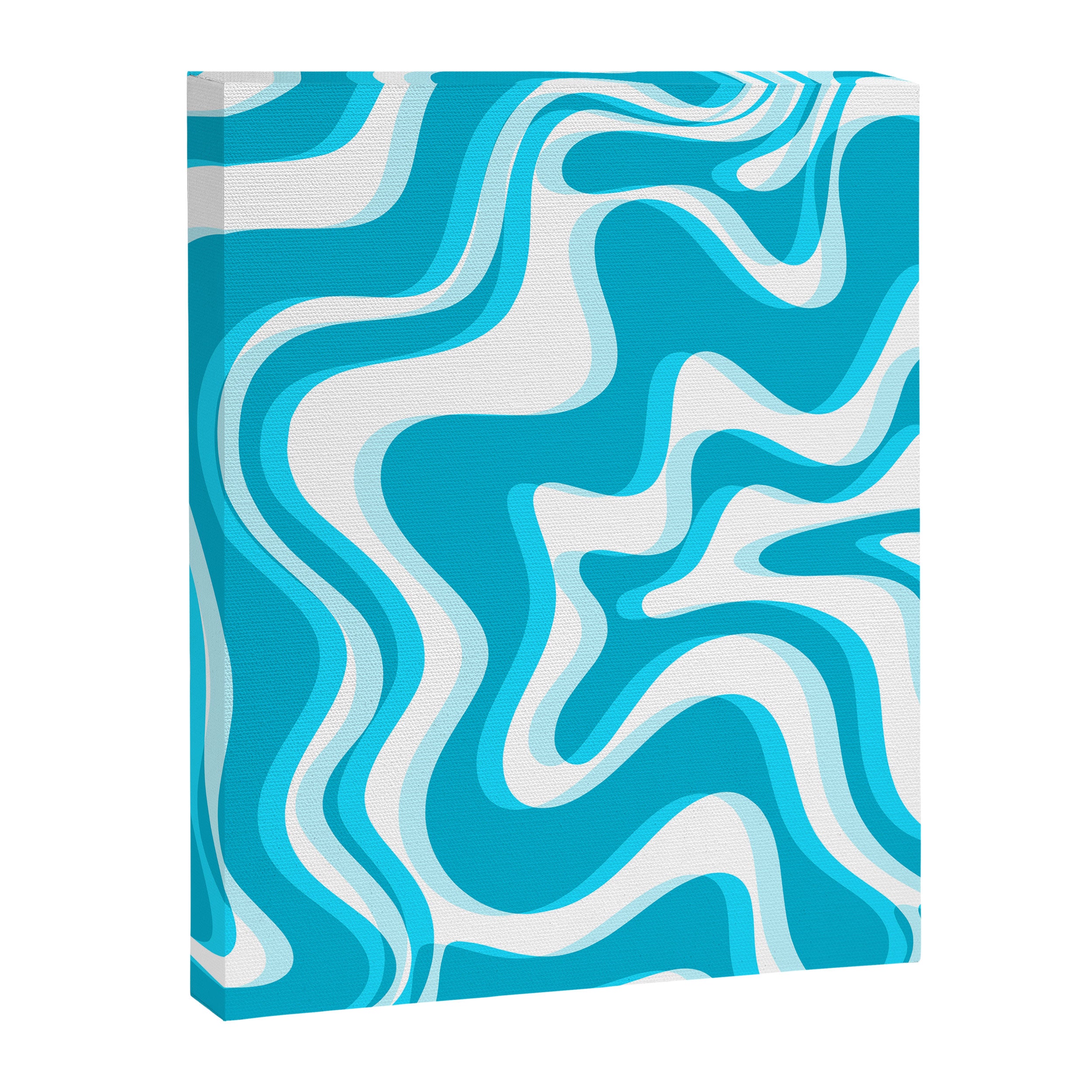  Trippy Glitch Retro Liquid Swirl Abstract Pattern Blue Canvas Print Gallery Image 6