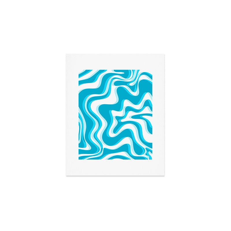  Trippy Glitch Retro Liquid Swirl Abstract Pattern Blue Art Print Gallery Image 1