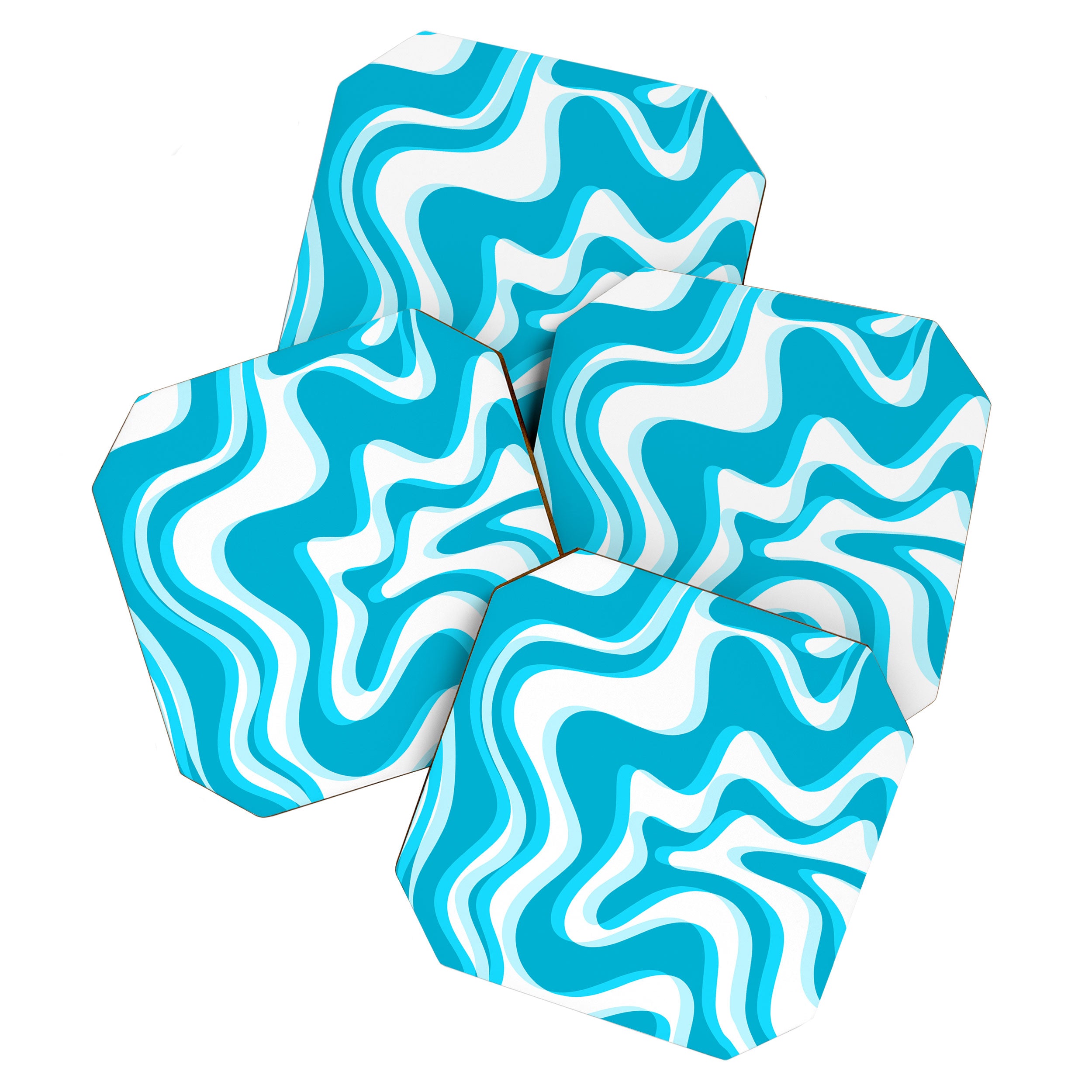  Trippy Glitch Retro Liquid Swirl Abstract Pattern Blue Coaster Gallery Image 1