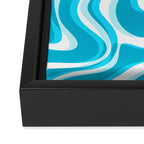  Trippy Glitch Retro Liquid Swirl Abstract Pattern Blue Framed Canvas Print Gallery Image 3