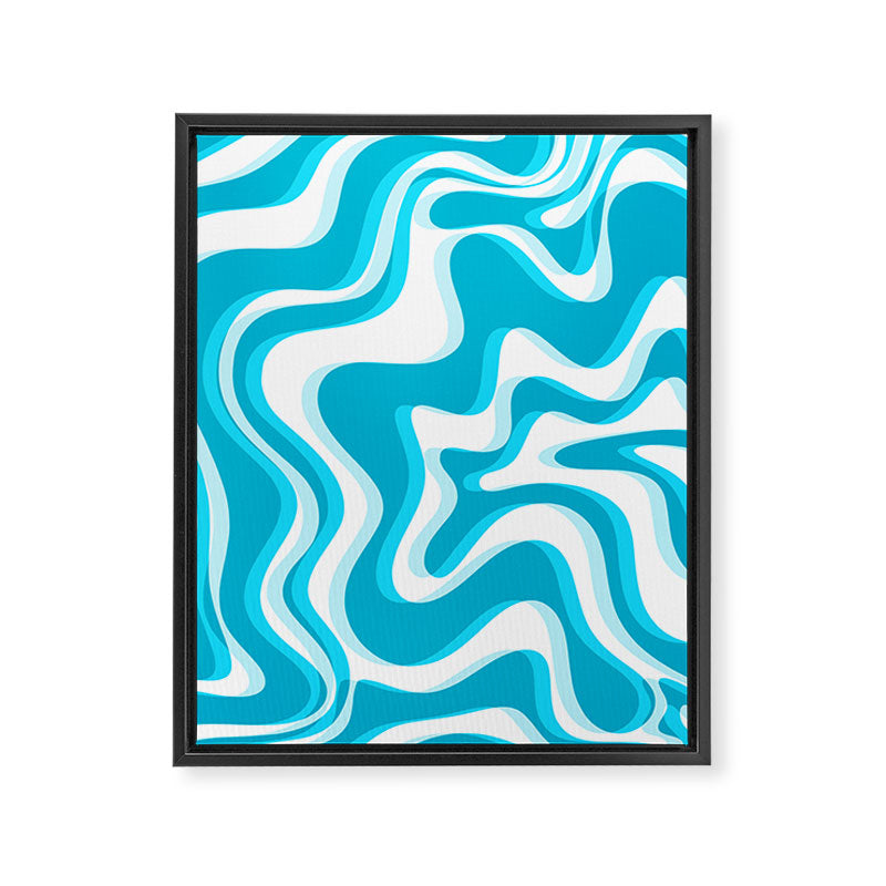  Trippy Glitch Retro Liquid Swirl Abstract Pattern Blue Framed Canvas Print Gallery Image 6